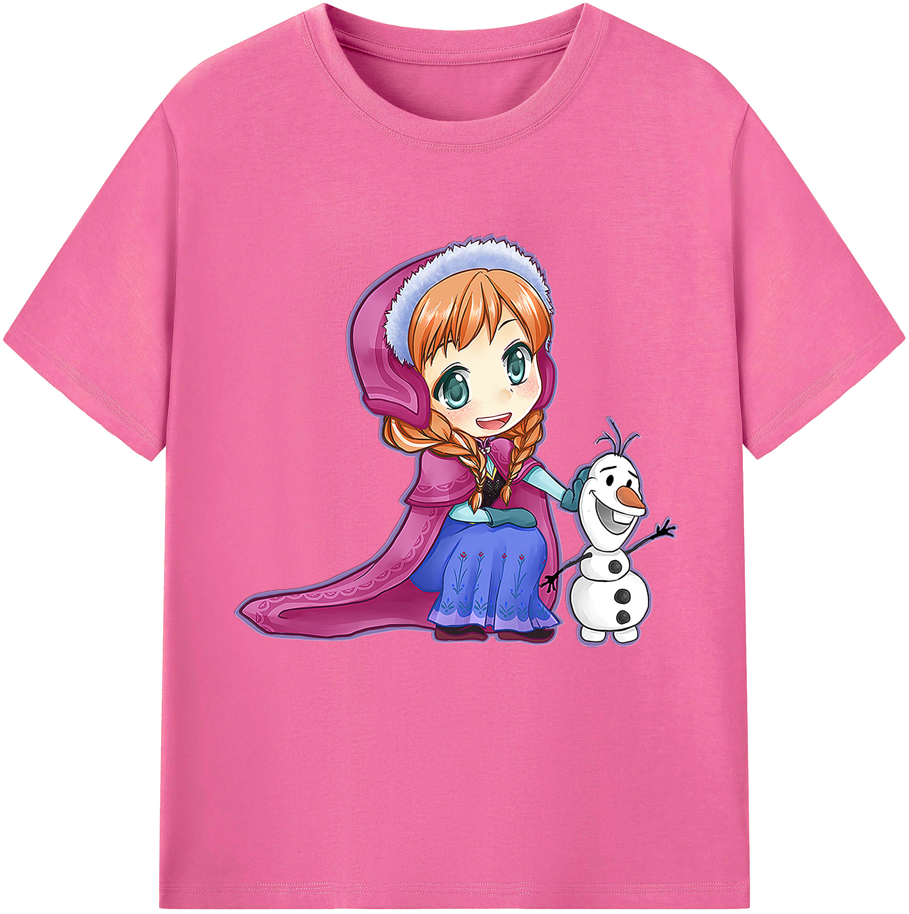 （画像用） アナと雪の女王 アンナ エルサ Frozen Anna Elsa レディースカジュアルプリントTシャツ（綿100％）